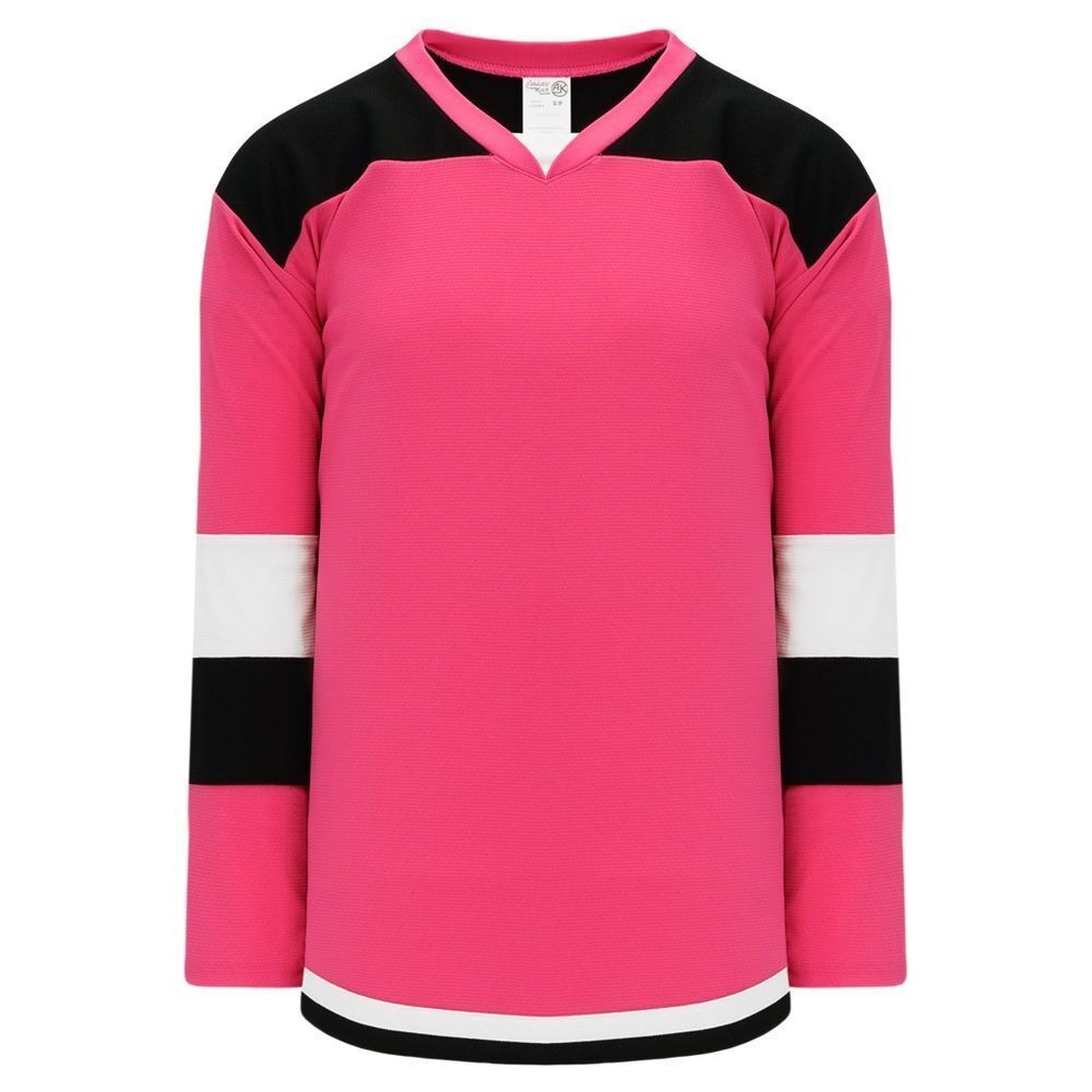 Rare Pink and Black Athletic Knit Hockey Jersey, Size Small